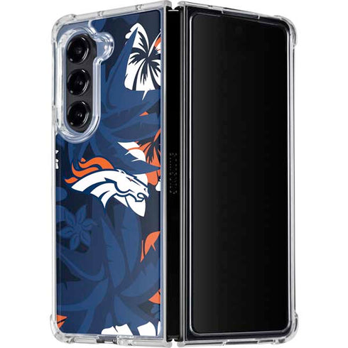 NFL Denver Broncos Tropical Print Galaxy Z Fold5 5G Clear Case