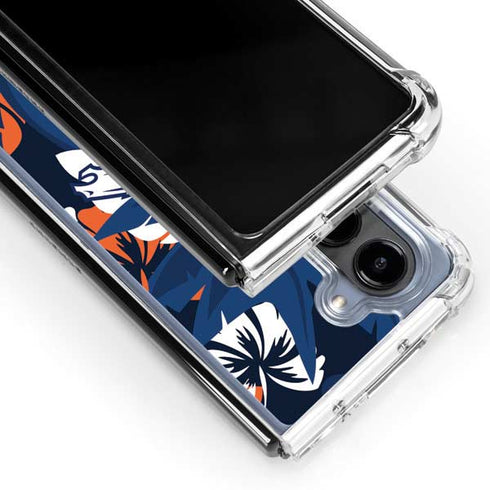 NFL Denver Broncos Tropical Print Galaxy Z Fold5 5G Clear Case