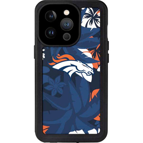 NFL Denver Broncos Tropical Print iPhone 15 Pro Waterproof Case