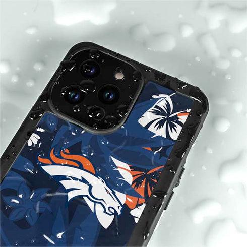NFL Denver Broncos Tropical Print iPhone 15 Pro Waterproof Case