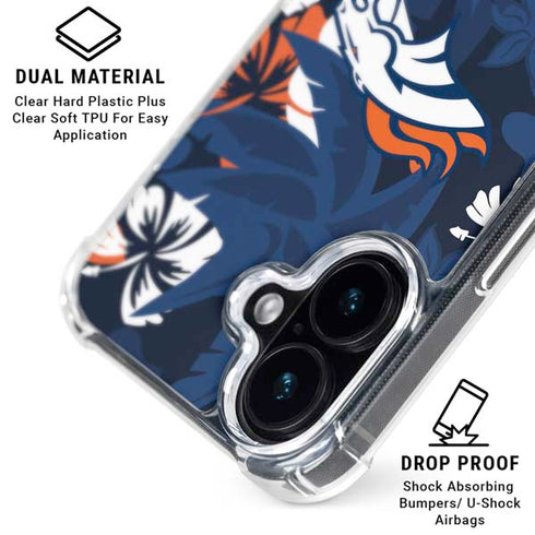 NFL Denver Broncos Tropical Print iPhone 16 Plus Clear Case