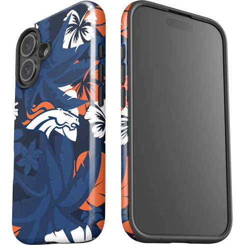 NFL Denver Broncos Tropical Print iPhone 16 Plus Impact Case