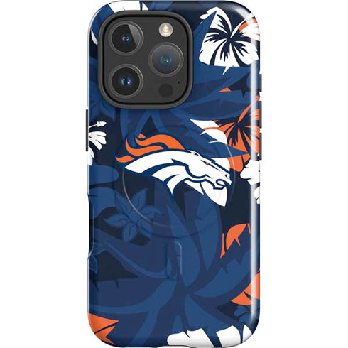 NFL Denver Broncos Tropical Print iPhone 16 Pro Magsafe Impact Case