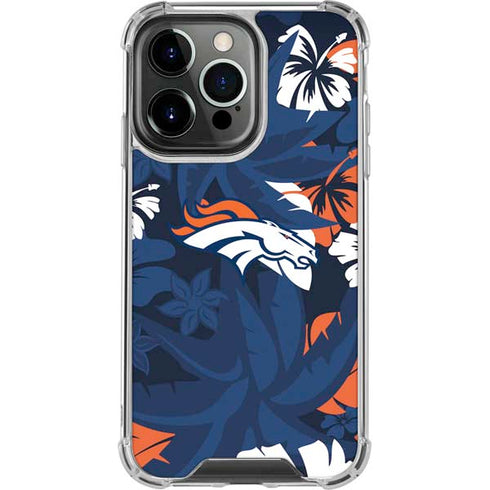 NFL Denver Broncos Tropical Print iPhone 16 Pro Max Clear Case