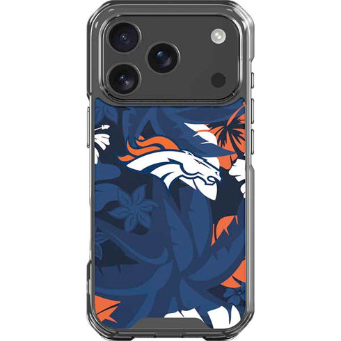NFL Denver Broncos Tropical Print iPhone 18 Pro Clear Case
