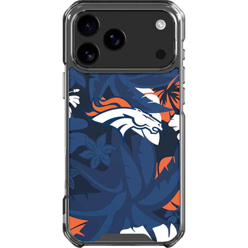 NFL Denver Broncos Tropical Print iPhone 18 Pro Max Clear Case