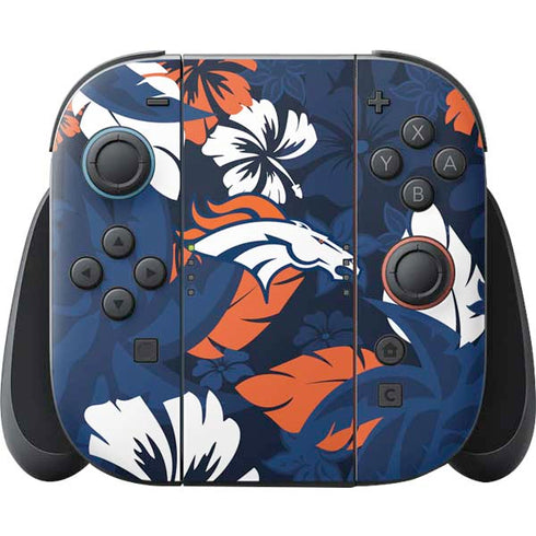 NFL Denver Broncos Tropical Print Nintendo Switch 2 (2025) Joy-Con Controller Skin