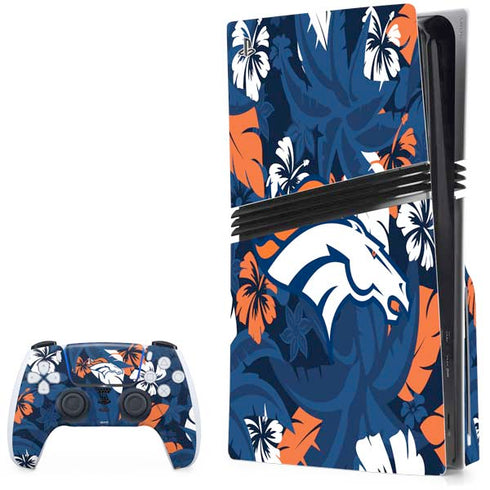 NFL Denver Broncos Tropical Print PS5 Pro Disk Bundle Skin