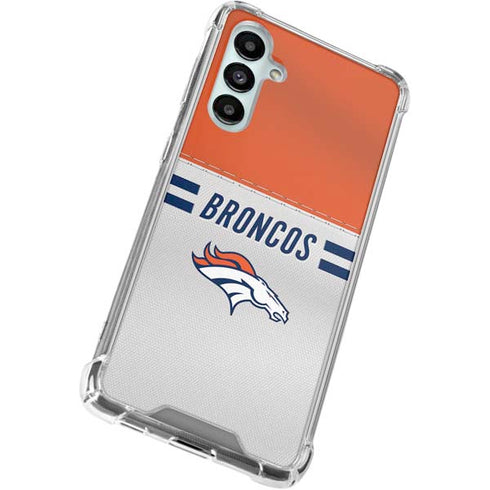 NFL Denver Broncos White Striped Galaxy A16 5G Clear Case
