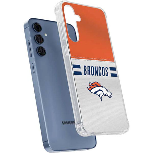 NFL Denver Broncos White Striped Galaxy A55 5G Clear Case