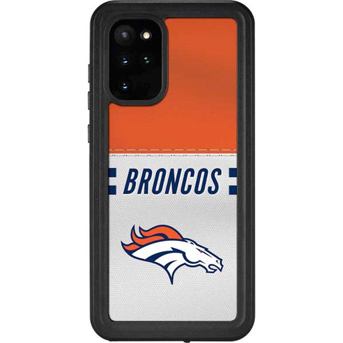 NFL Denver Broncos White Striped Galaxy S20 Plus Waterproof Case