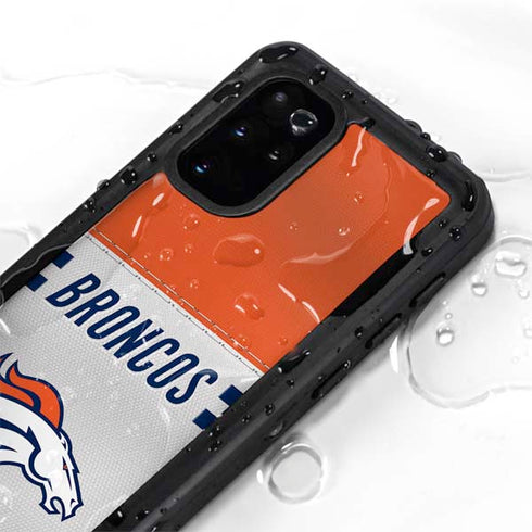 NFL Denver Broncos White Striped Galaxy S20 Plus Waterproof Case