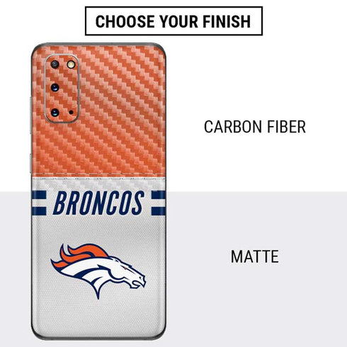 NFL Denver Broncos White Striped Galaxy S20 Skin