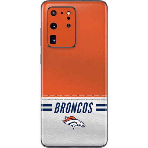 NFL Denver Broncos White Striped Galaxy S20 Ultra 5G Skin