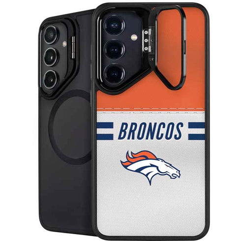 NFL Denver Broncos White Striped Galaxy S25 Kickstand Case