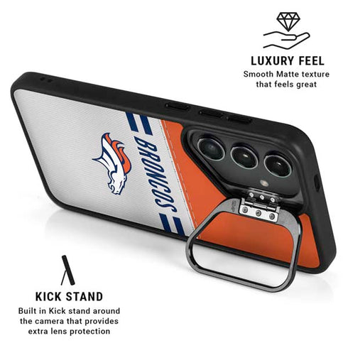 NFL Denver Broncos White Striped Galaxy S25 Kickstand Case
