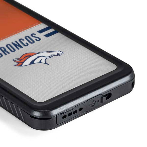 NFL Denver Broncos White Striped Galaxy S24 Plus Waterproof Case