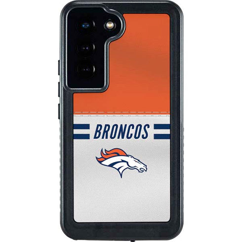 NFL Denver Broncos White Striped Galaxy S24 Waterproof Case