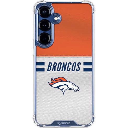NFL Denver Broncos White Striped Galaxy S25 Plus Clear Case