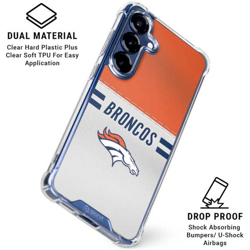 NFL Denver Broncos White Striped Galaxy S25 Plus Clear Case