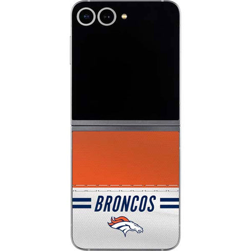 NFL Denver Broncos White Striped Galaxy Z Flip6 Skin