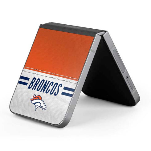 NFL Denver Broncos White Striped Galaxy Z Flip6 Skin