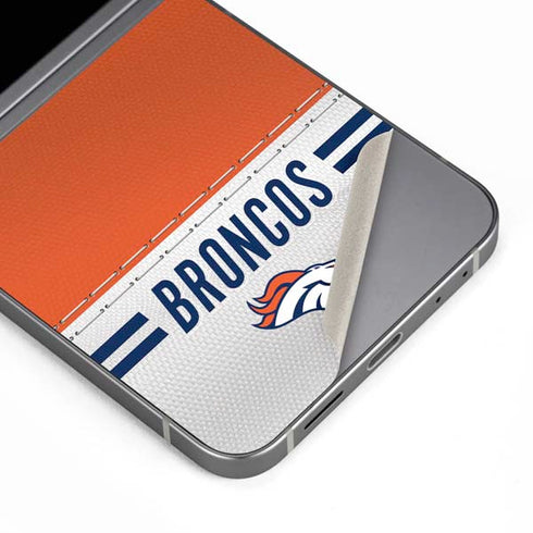 NFL Denver Broncos White Striped Galaxy Z Flip6 Skin