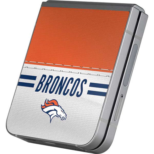 NFL Denver Broncos White Striped Galaxy Z Flip6 Skin