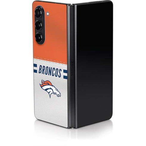 NFL Denver Broncos White Striped Galaxy Z Fold5 5G Skin