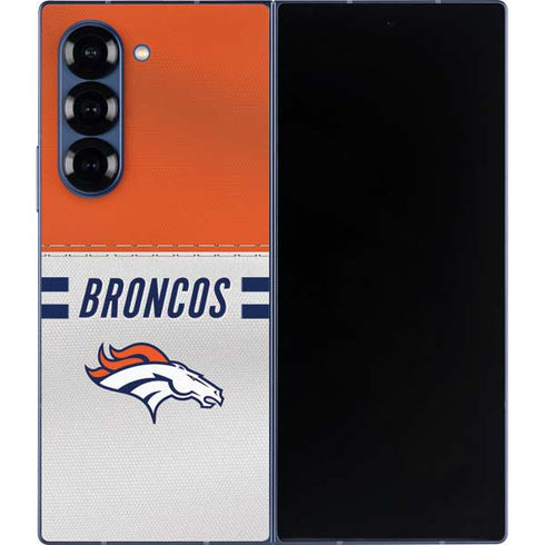 NFL Denver Broncos White Striped Galaxy Z Fold6 Skin