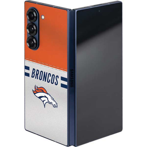 NFL Denver Broncos White Striped Galaxy Z Fold6 Skin