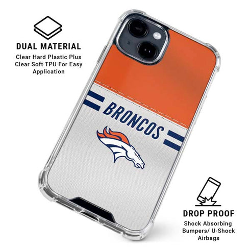 NFL Denver Broncos White Striped iPhone 15 Clear Case
