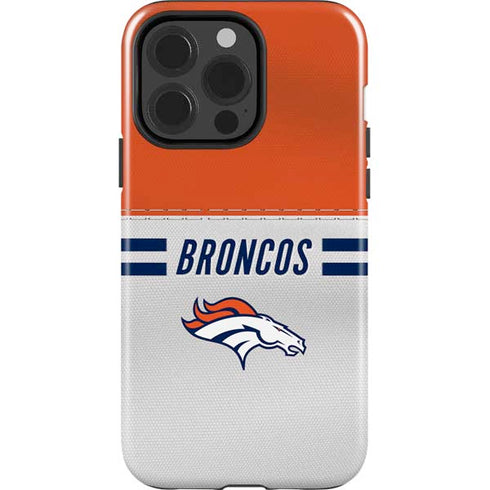 NFL Denver Broncos White Striped iPhone 15 Pro Impact Case