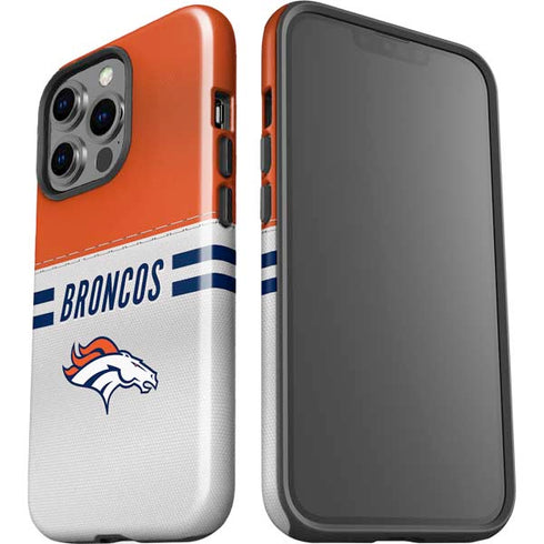 NFL Denver Broncos White Striped iPhone 15 Pro Impact Case