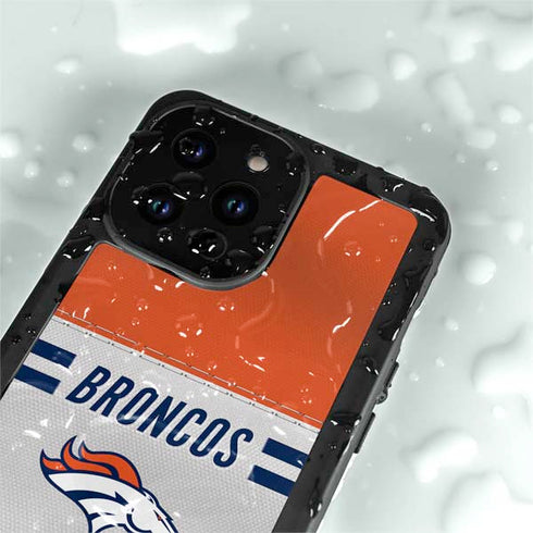 NFL Denver Broncos White Striped iPhone 15 Pro Waterproof Case