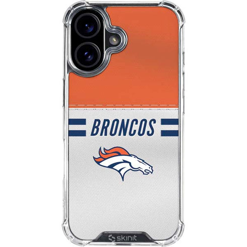 NFL Denver Broncos White Striped iPhone 16 Plus Clear Case