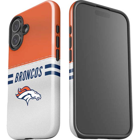NFL Denver Broncos White Striped iPhone 16 Plus Impact Case