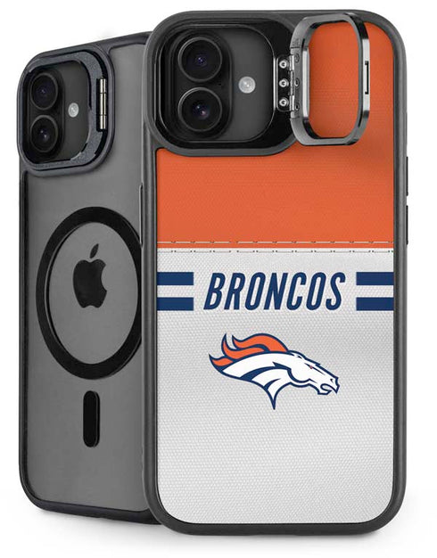 NFL Denver Broncos White Striped iPhone 16 Plus Kickstand Case
