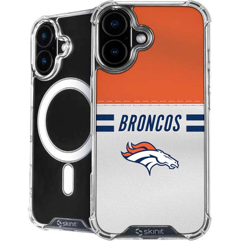 NFL Denver Broncos White Striped iPhone 16 Plus MagSafe Case
