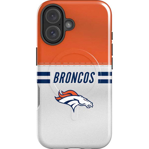 NFL Denver Broncos White Striped iPhone 16 Plus Magsafe Impact Case