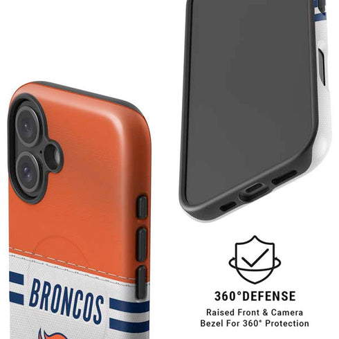 NFL Denver Broncos White Striped iPhone 16 Plus Magsafe Impact Case