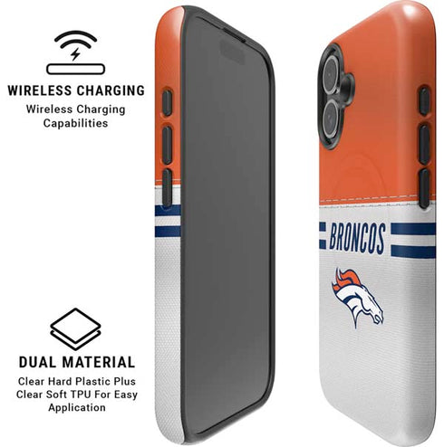 NFL Denver Broncos White Striped iPhone 16 Plus Magsafe Impact Case