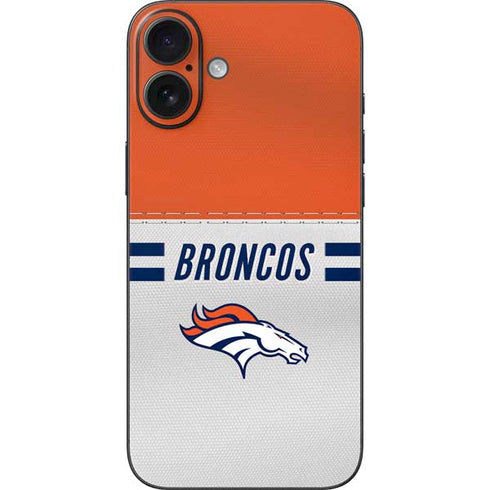 NFL Denver Broncos White Striped iPhone 16 Plus Skin