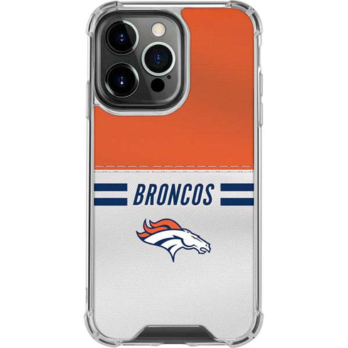 NFL Denver Broncos White Striped iPhone 16 Pro Clear Case