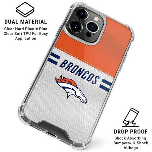 NFL Denver Broncos White Striped iPhone 16 Pro Clear Case