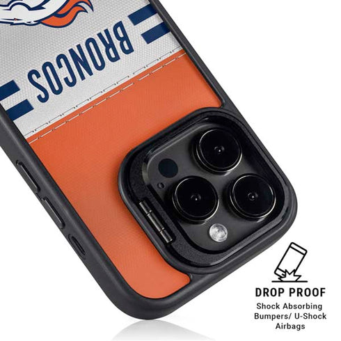 NFL Denver Broncos White Striped iPhone 16 Pro Kickstand Case