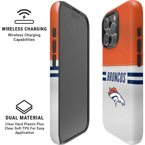 NFL Denver Broncos White Striped iPhone 16 Pro Magsafe Impact Case