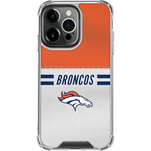 NFL Denver Broncos White Striped iPhone 16 Pro Max Clear Case