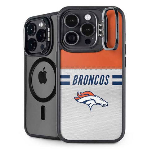 NFL Denver Broncos White Striped iPhone 16 Pro Max Kickstand Case