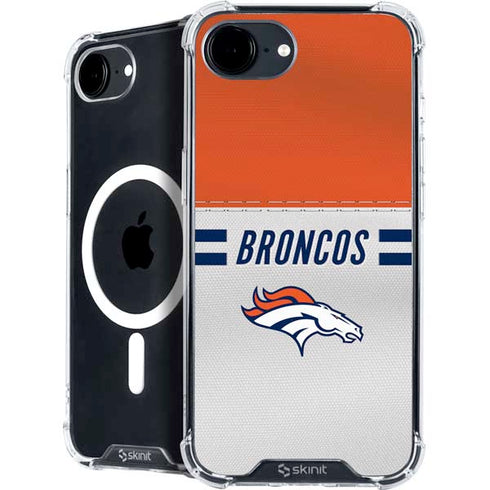 NFL Denver Broncos White Striped iPhone 16e MagSafe Case